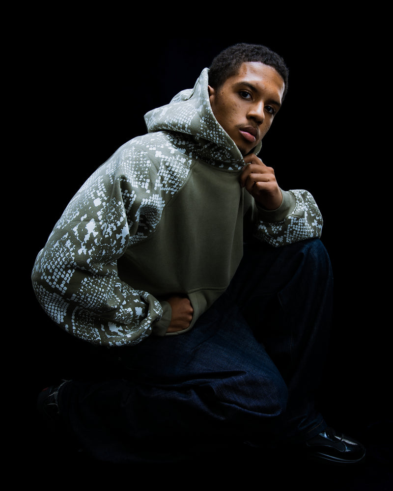 Snake Print Hoodie (Green)