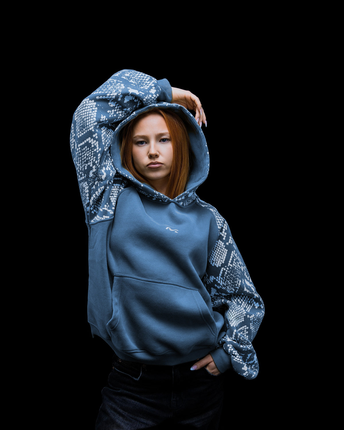 Snake Print Hoodie (Blue)