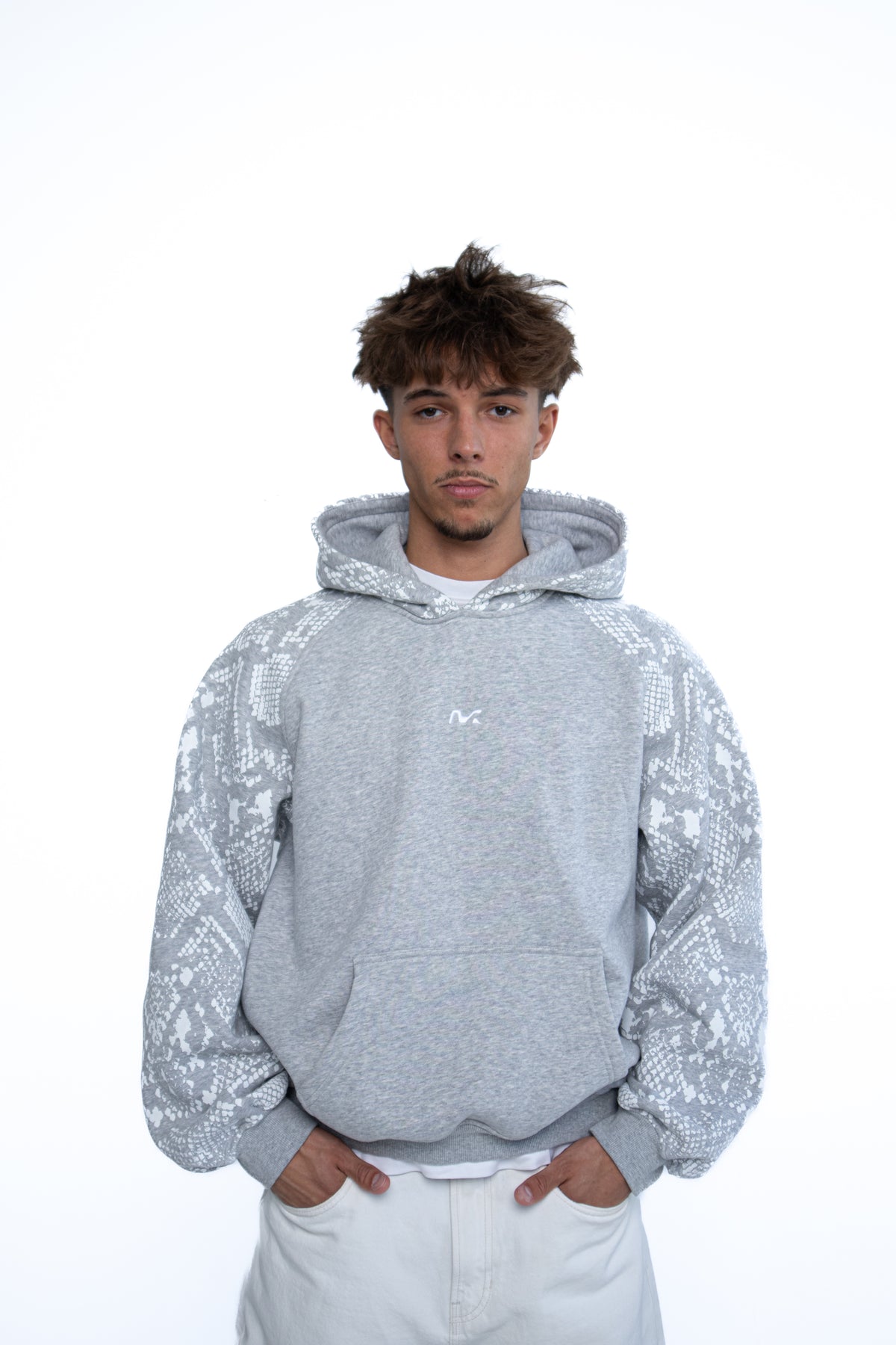 Snake Print Hoodie (Floral Grey)