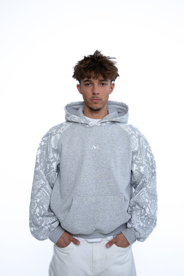 Snake Print Hoodie (Floral Grey)