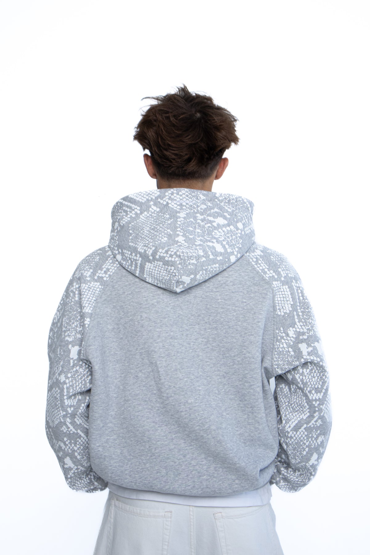 Snake Print Hoodie (Floral Grey)