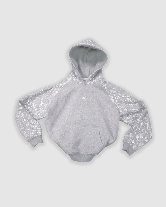 Snake Print Hoodie (Floral Grey)