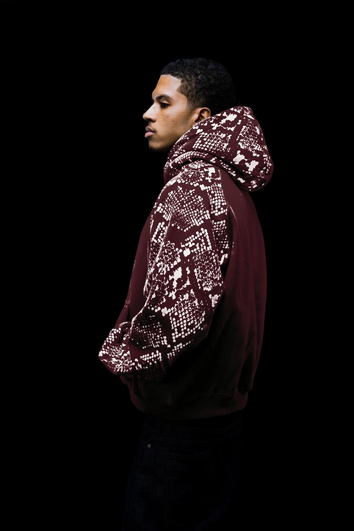 Snake Print Hoodie Burgundy